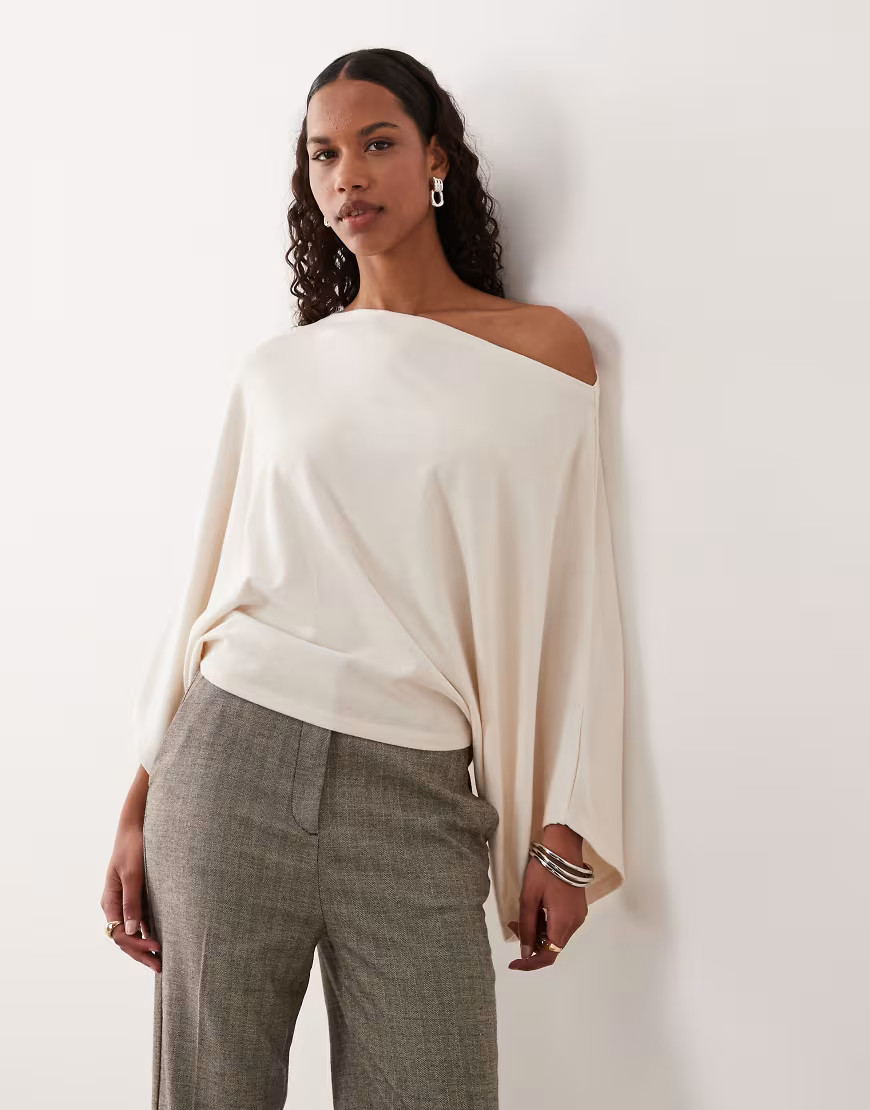 Gina Tricot poncho top in beige-Neutral | ASOS (Global)