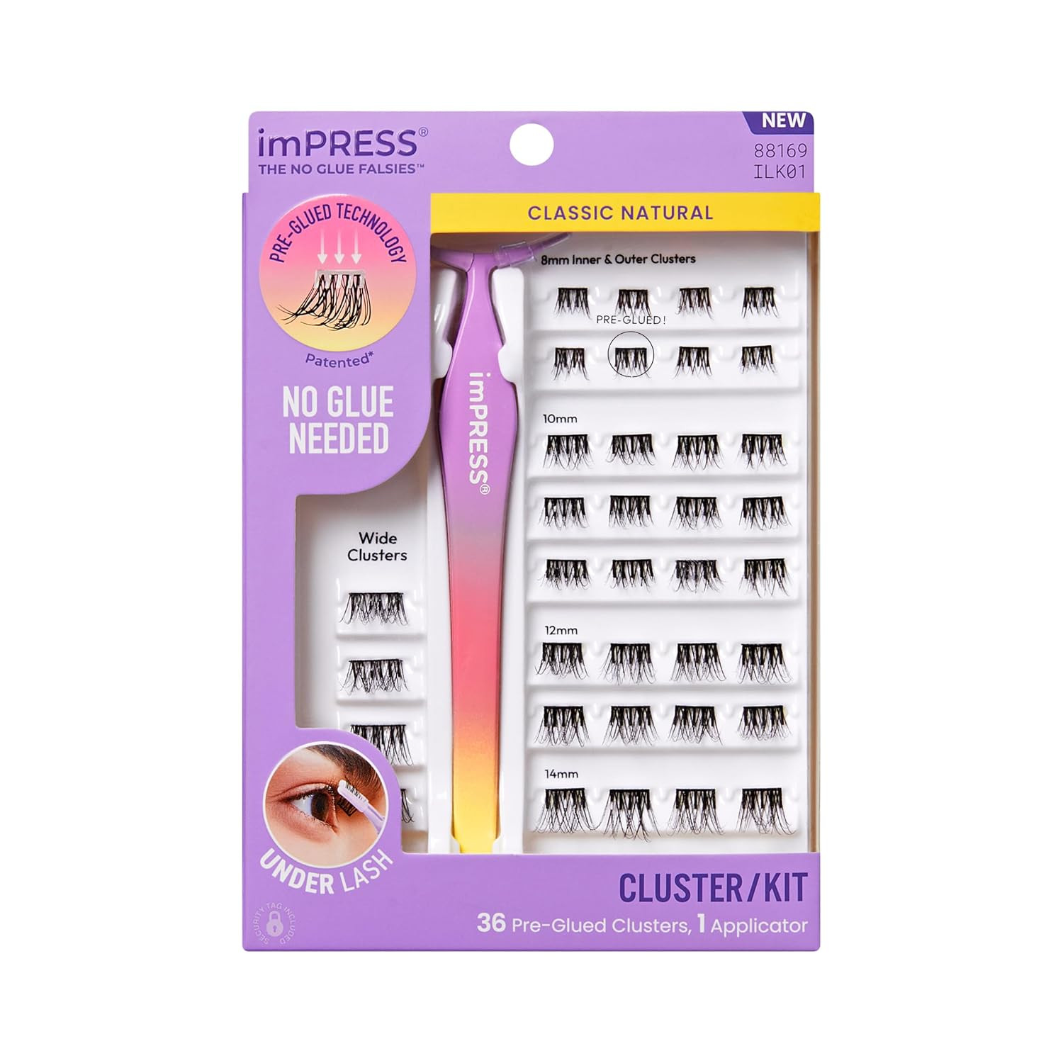 imPRESS Press-On Falsies Eyelash Clusters Kit, Natural, Black, No Glue Needed, Fuss Free, Invisible Band, Natural, 24 Hours, No Damage, No Sticky Residue, Flawless, Quick & Easy | 20 Clusters | Amazon (US)