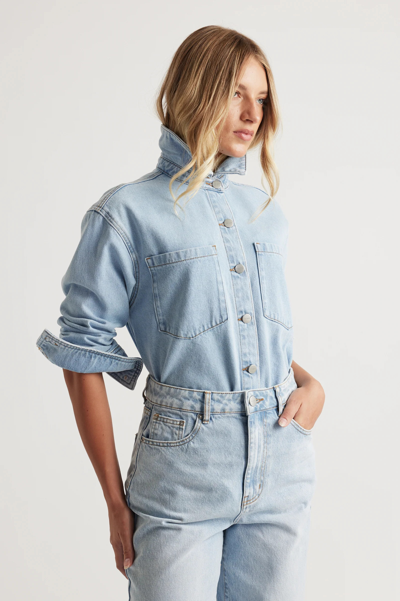Ariana Denim Shirt - Sky Blue | DECJUBA