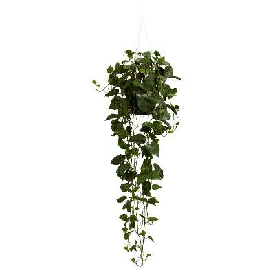 Nearly Natural Philodendron Hanging Basket Silk Plant | Target