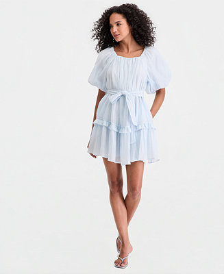 Women's Puff Sleeve Square-neck Mini Dress, Macy's Exclusive | Macy's