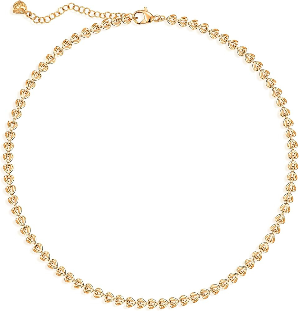 Dremmy Studios Dainty Gold Choker Necklace for Women 14K Gold Plated Coin Disc Figaro Layered Bea... | Amazon (US)