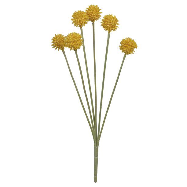 14" Artificial Silk Yellow 6 Heads Billy Button Pick, by Mainstays | Walmart (US)