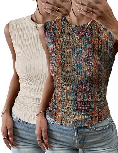 Zeagoo Women's High Neck Tank Top 2026 Summer Casual Basic Tops Shirts | Amazon (US)