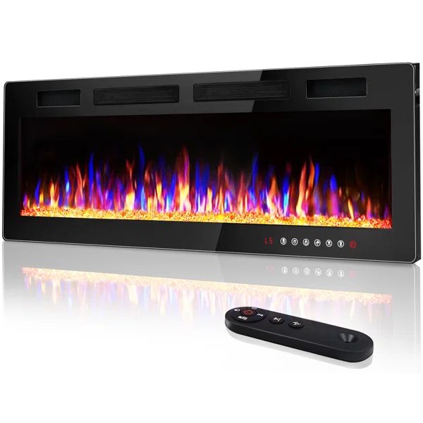 Aishe Recessed Wall Mounted Electric Fireplace | Wayfair North America