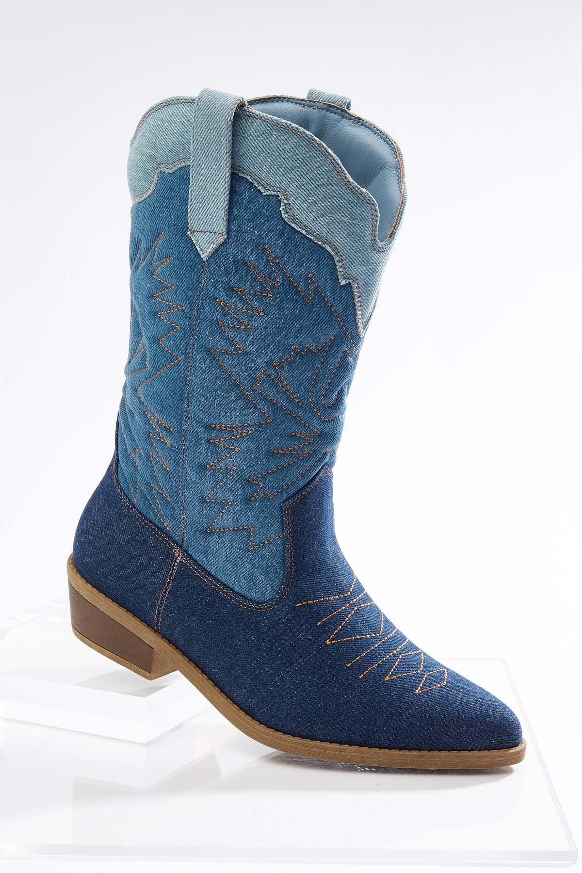 Wide Width Denim Western Boots | Cato Fashions