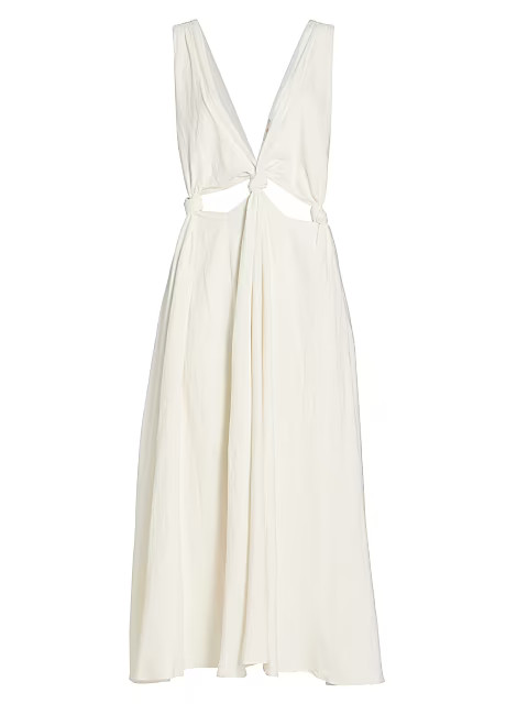 Plunge-Neck Cut-Out Knot Midi Dress | Saks Fifth Avenue