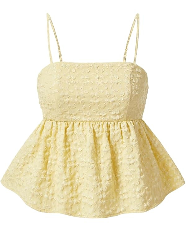GORGLITTER Women's Babydoll Tank Peplum Tops Ruffle Backless Sleeveless Going Out Cute Summer Cas... | Amazon (US)