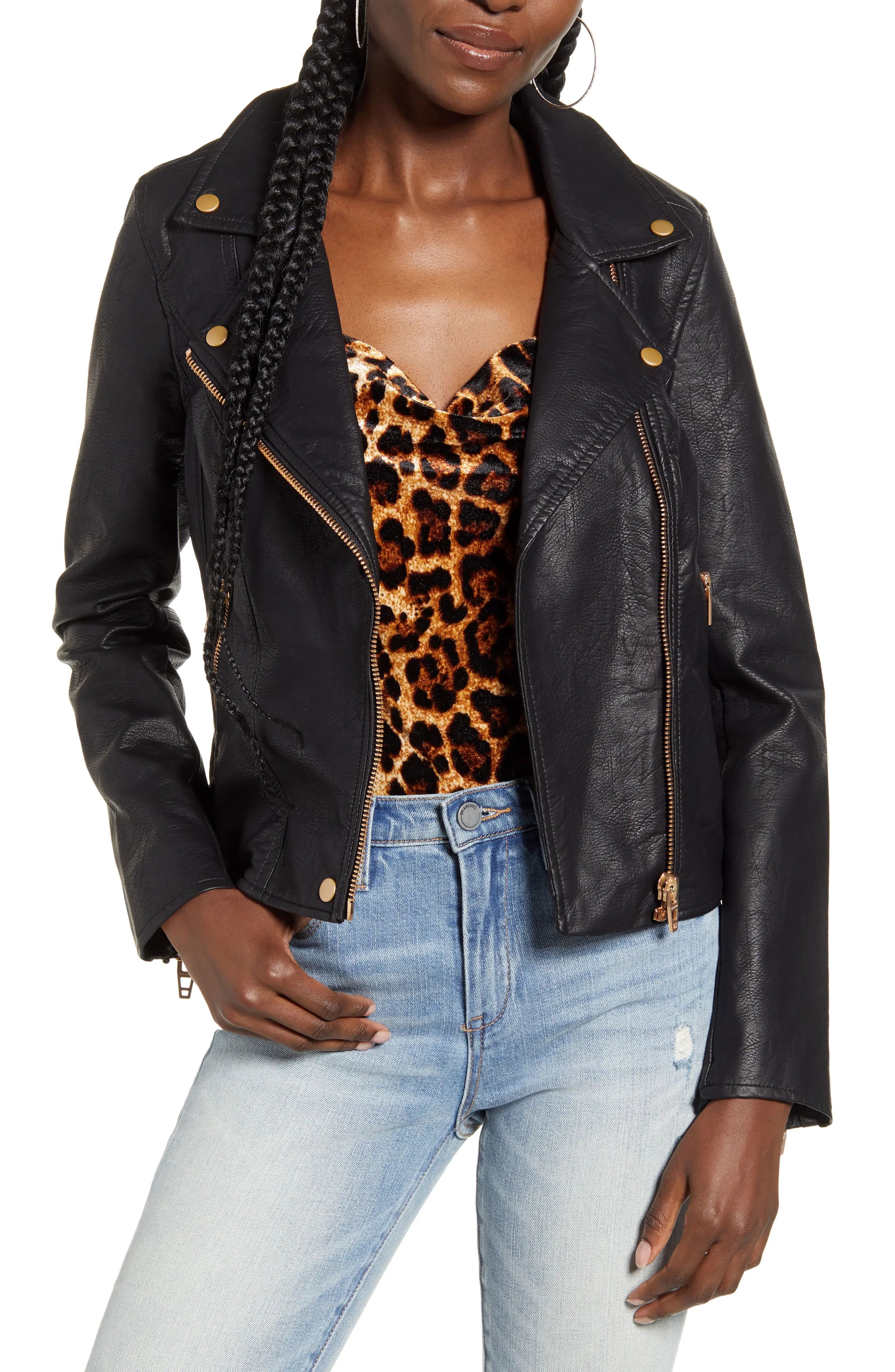 Plus Size Women's Blanknyc Lifechanger Faux Leather Moto Jacket, Size 2X - Black | Nordstrom