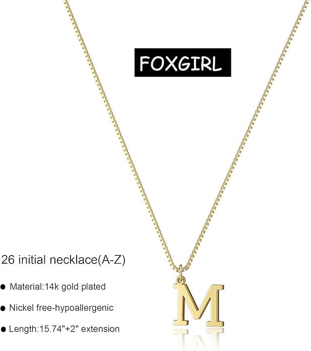 Foxgirl Gold Initial Necklaces for Women Girls, Dainty Gold Letter Necklace Tiny A-Z Pendant Chok... | Amazon (US)