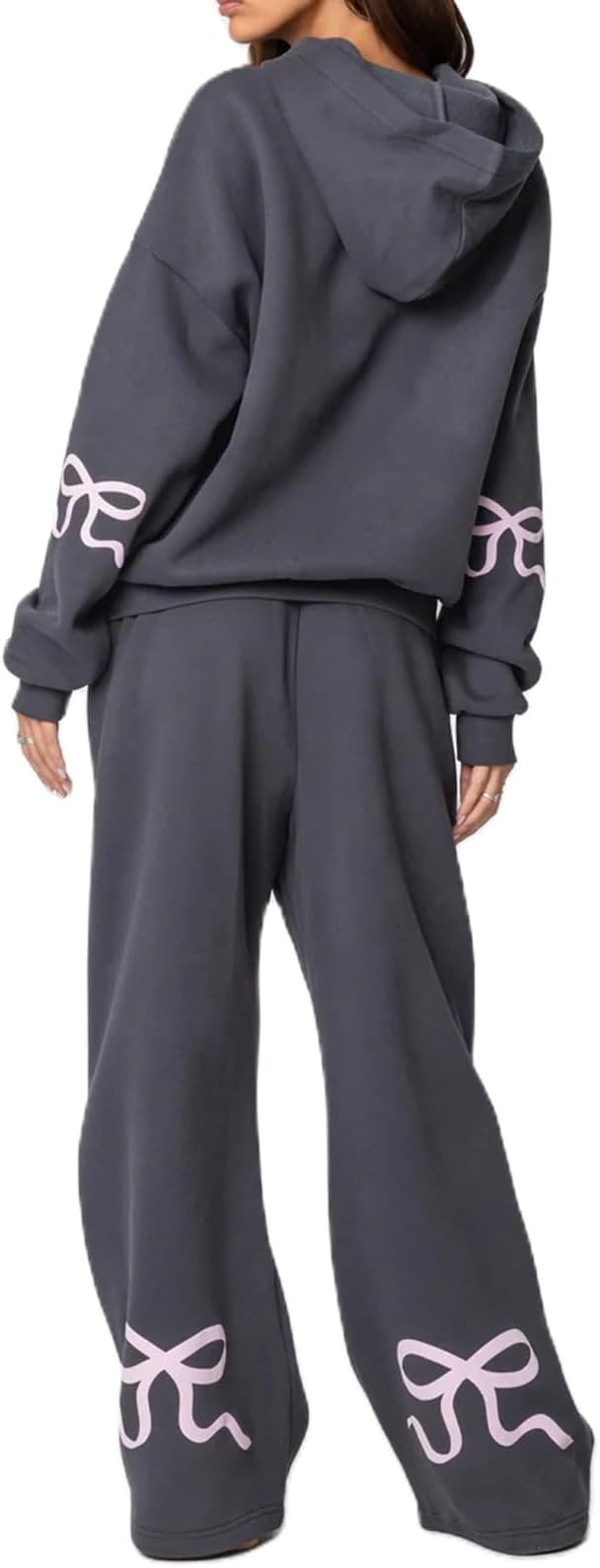 Bow Graphic Sweat Suits for Women 2 Piece Oversized Crewneck Hoodie Wide Leg Sweatpants Matching ... | Amazon (US)