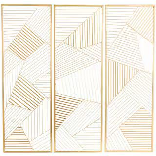 CosmoLiving by Cosmopolitan Metal Gold Geometric Wall Decor with Gold Frame (Set of 3) 043134 - T... | The Home Depot