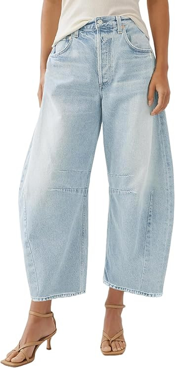 Allimy Jeans Mid Rise Barrel Leg Denim Pants | Amazon (US)