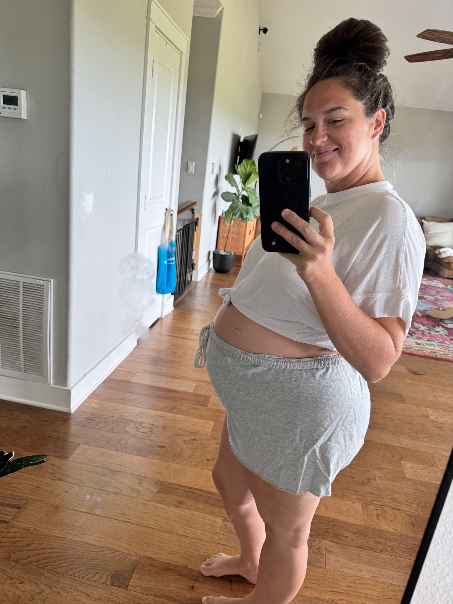 Determined to get through this last pregnancy without buying any maternity clothes! This Abercrombie top and Aerie shorts are my favorite lightweight options for hot days! 

#LTKMidsize #LTKBump #LTKSeasonal