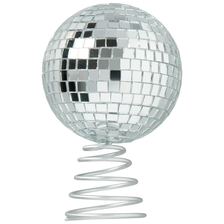 Silver Disco Ball Mini Christmas Tree Topper, 4.25 in, by Holiday Time | Walmart (US)