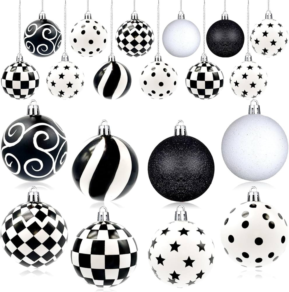24 Pieces Black and White Winter Balls Dot Hanging Christmas Ball Christmas Polka Dot Ornaments F... | Amazon (US)