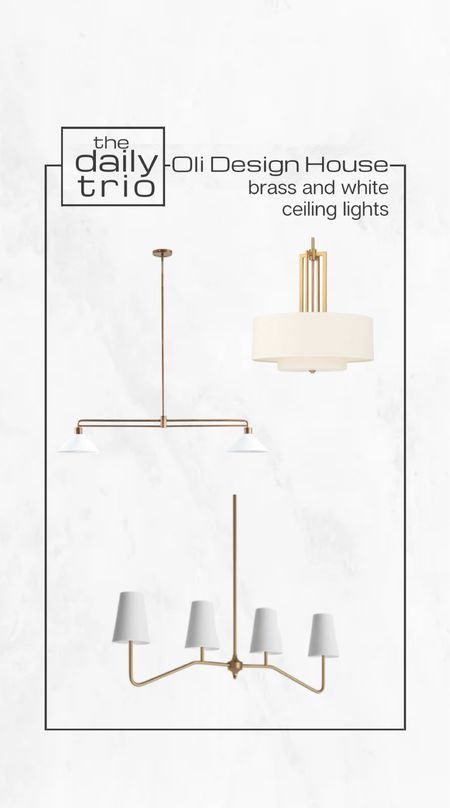 The daily trio

Brass and white ceiling lights

Brass chandelier, brass pendant, brass pendant light, brass light with white shade, 4 light brass chandelier, 4 light brass pendant, 2 light brass pendant

#LTKFind #LTKhome #LTKstyletip