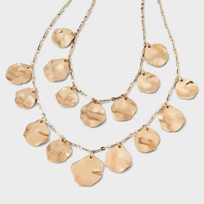 Wavy Disk Charm Necklace Set 2pc - Universal Thread™ Gold | Target