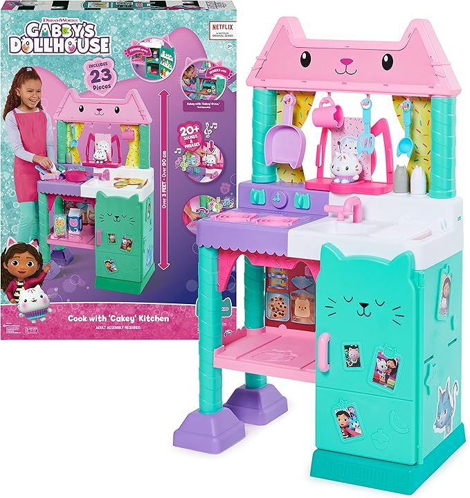 Gabby's Dollhouse, Cakey Kitchen Set for Kids with Play Kitchen Accessories, Play Food, Sounds, M... | Amazon (US)