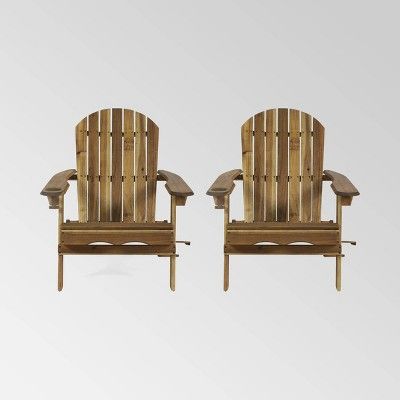 2pk Bellwood Outdoor Acacia Wood Folding Adirondack Chairs Natural - Christopher Knight Home | Target