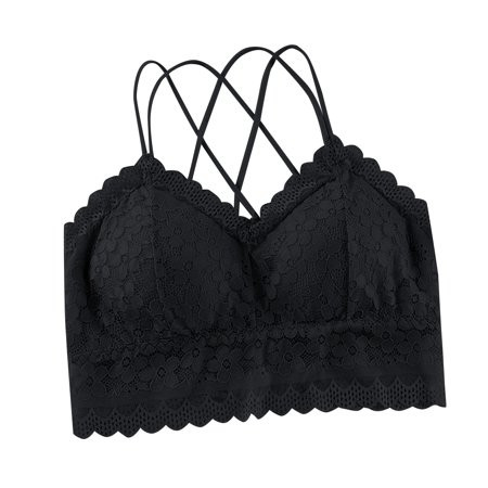 Fashion Women s Sleeveless Floral Lace Bra Padded Tank Tops Spaghetti Strap Bralette Top Underwear L | Walmart (US)