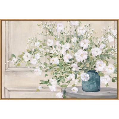 33" x 23" White Bouquet by Julia Purinton: Amanti Art Framed Canvas Print - Modern Botanical Deco... | Target