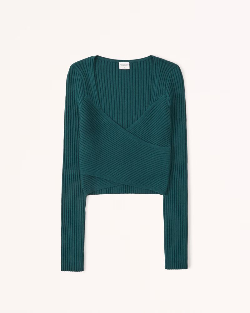 Long-Sleeve Sweater Wrap Top | Abercrombie & Fitch (US)