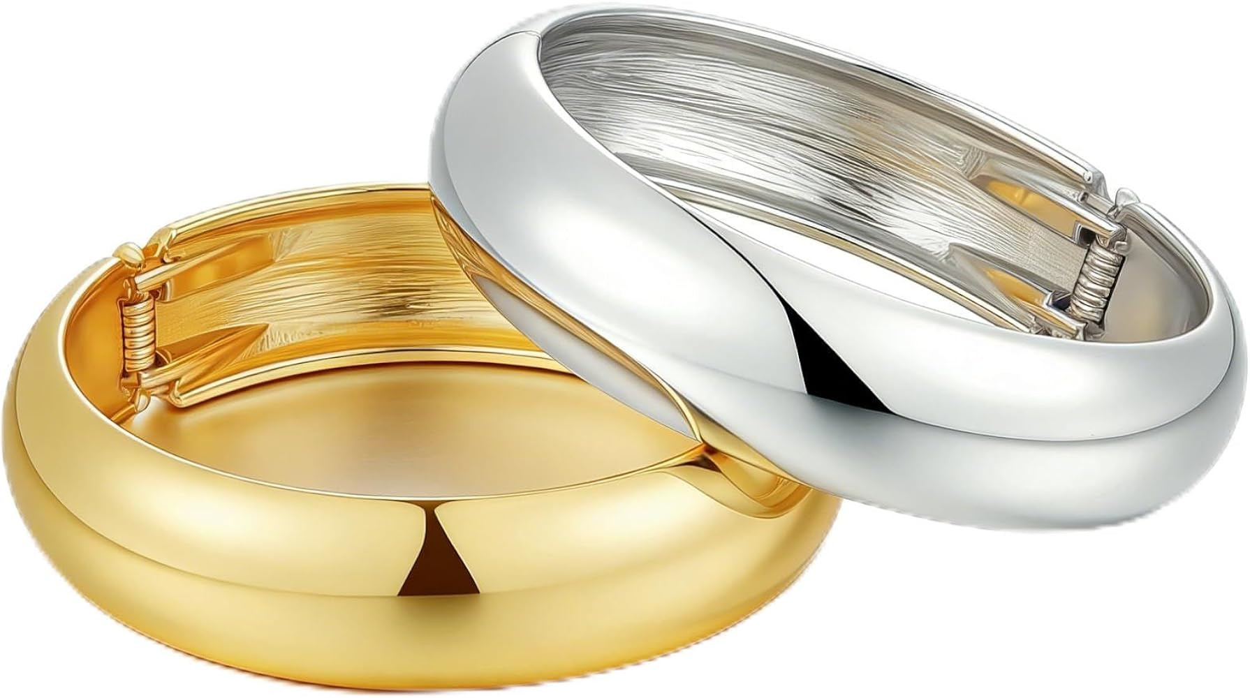 Chunky Gold Bangle Bracelets for Women, Dainty 14k Gold Plated Big Stackable Bangles Set, Trendy ... | Amazon (US)