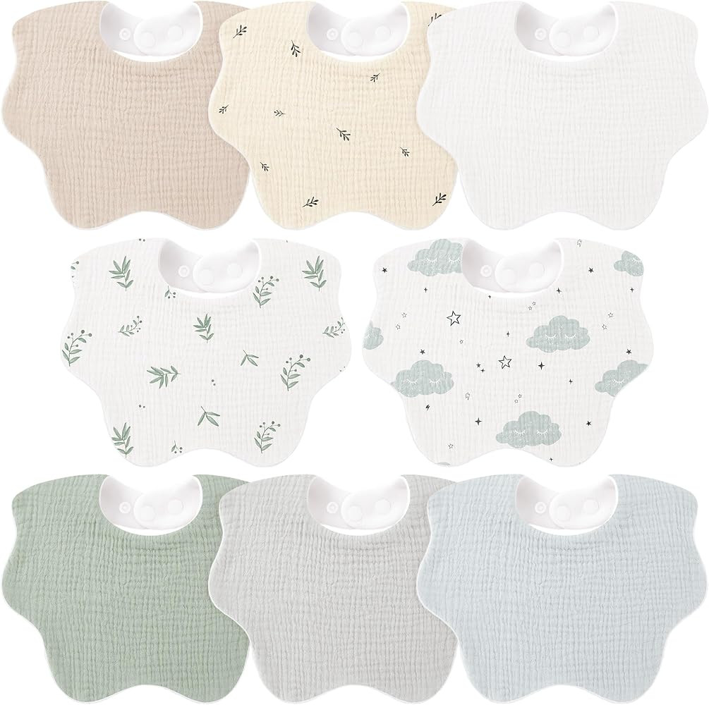 Bearmoss Baby Bibs for Drooling & Teething 8 Pack Muslin Cotton Soft Absorbent Adjustable Unisex ... | Amazon (US)