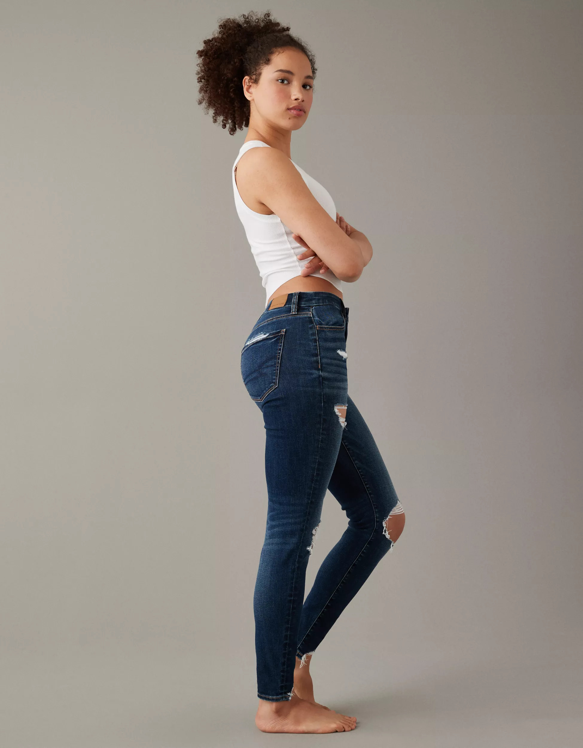 AE Next Level Curvy High-Waisted Ripped Jegging | American Eagle Outfitters (US & CA)