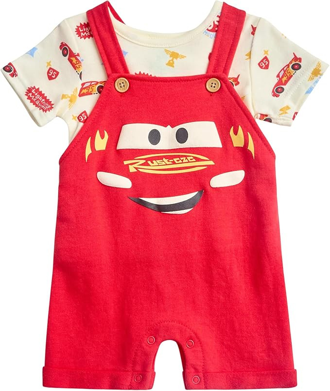 Disney Baby Boys Shorts Set - 2 Piece Spiderman Mickey Mouse Cars Winnie the Pooh Shortall Romper... | Amazon (US)
