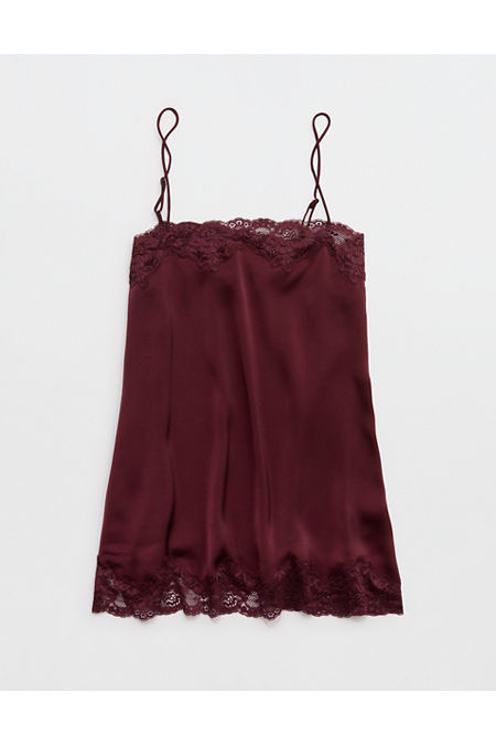 OVERSLEPT by Aerie Liquid Satin Tunic Tank Women's Royal Berry L | Aerie
