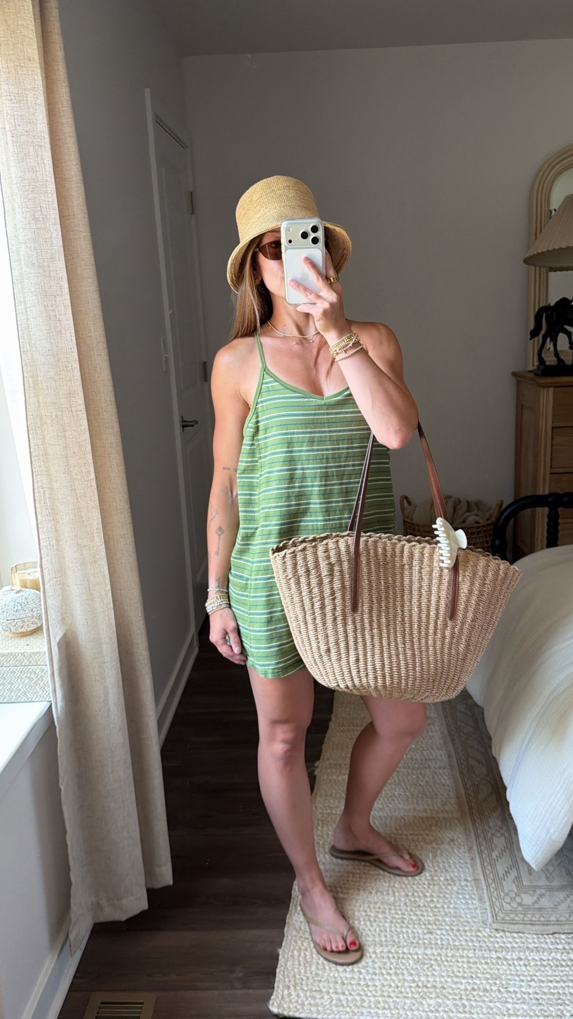 7/3/26 Casual Summer Outfit of the Day

An easy summer outfit I’ve been reaching for on repeat ☀️🤍 Wearing my Aerie green athleisure romper dress styled with my TKEES flip-flops, J.Crew straw bag, bucket hat, and Amazon sunglasses. It’s the perfect throw-on-and-go outfit for beach days, coffee runs, errands, travel, or any hot summer day. Everything is linked here ✨

#LTKootd #LTKSeasonal