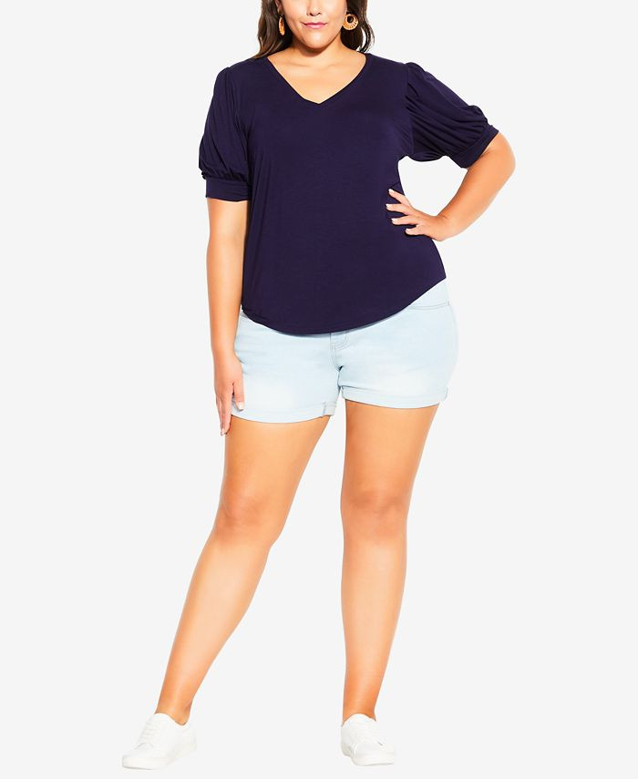 City Chic Trendy Plus Size V Sweet Sleeve V-neck Top & Reviews - Tops - Plus Sizes - Macy's | Macys (US)