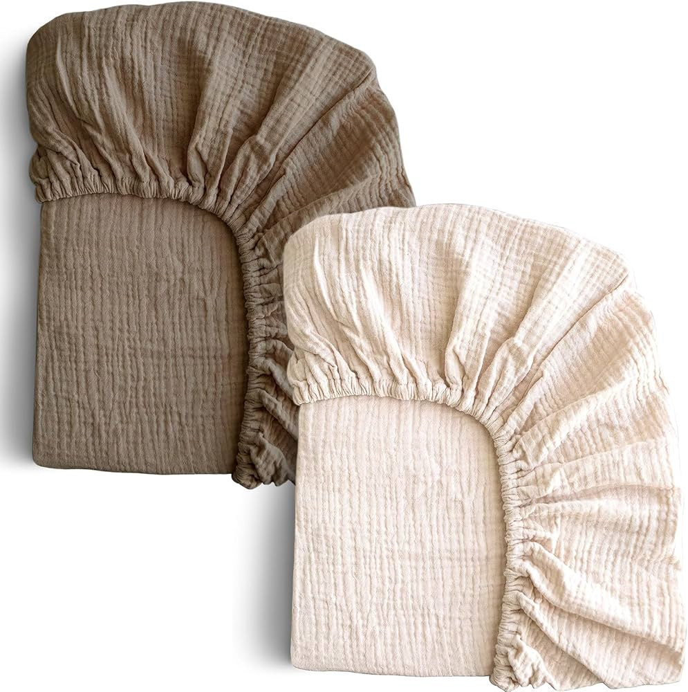 COSMOPLUS-Muslin-Crib-Sheets-for-Girls-Boys-Neutral-Baby,2 Pack Boho Crib Matress Sheet,Fitted Cr... | Amazon (US)