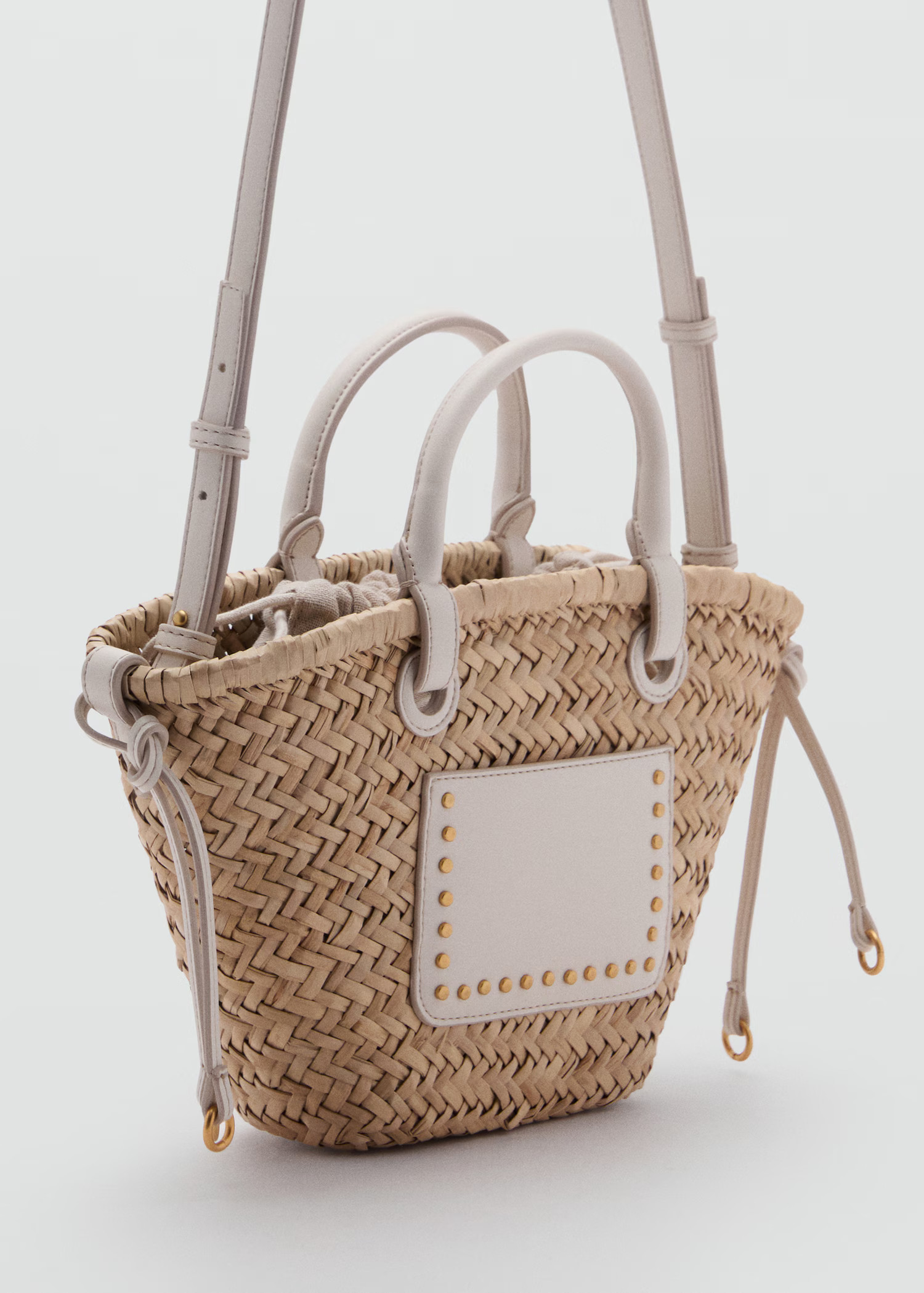 Small double-handle natural fibre basket - Women | MANGO United Kingdom | MANGO (UK)