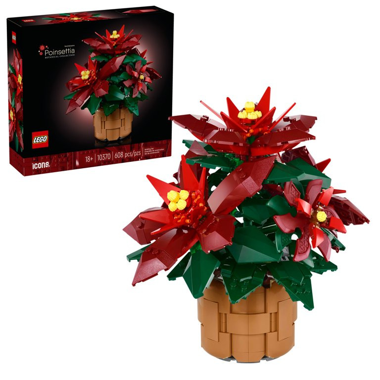 LEGO Icons Poinsettia Plant Building Set, Holiday Home Décor, Grande Italia Plant, Holiday Cente... | Walmart (US)
