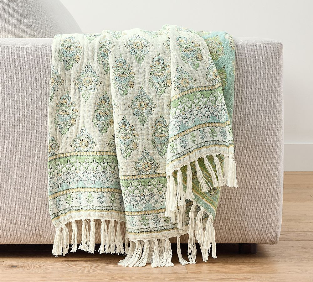 Calla Jacquard Cotton Throw | Pottery Barn (US)