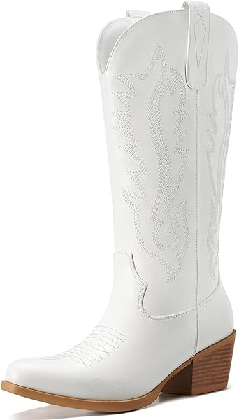 Rollda Cowboy Boots for Women, Cowgirl Boots Mid Calf, Ladies Western Boots with Side Zipper Snip... | Amazon (US)