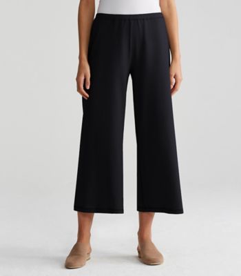 Organic Cotton Stretch Jersey Cropped Wide-Leg Pant | Eileen Fisher