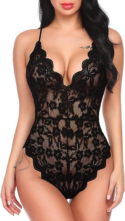 Avidlove Women One Piece Lingerie Deep V Teddy Sexy Lace Bodysuit | Amazon (US)