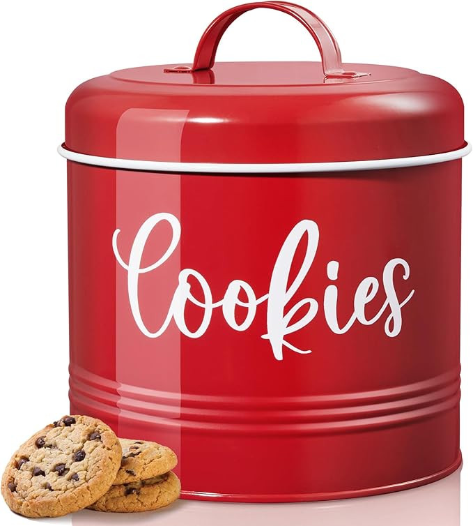 Farmhouse Cookie Jar for Kitchen Counter, 1 Gallon Vintage Cookie Jar with Airtight Lid, Large Fo... | Amazon (US)