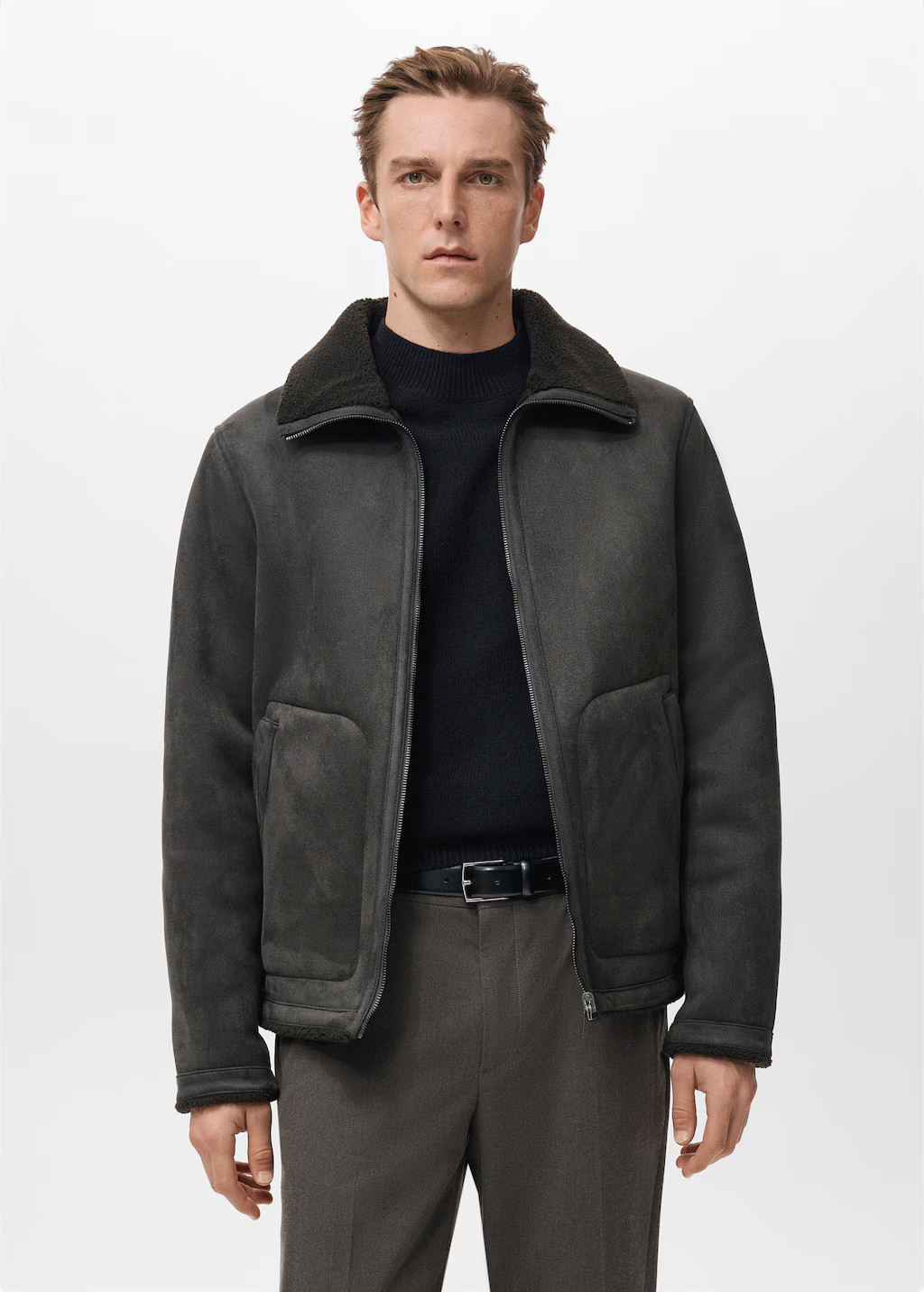 Shearling-lined faux-leather jacket | Mango (US/MX/AU)