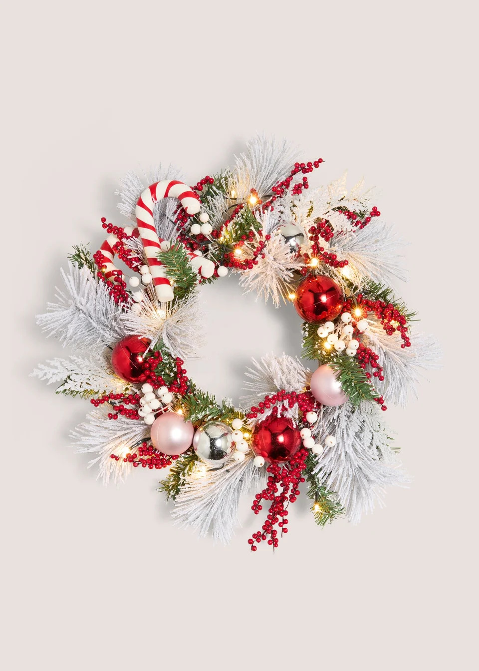 Joyful Candy Cane Christmas Wreath | Matalan (UK)