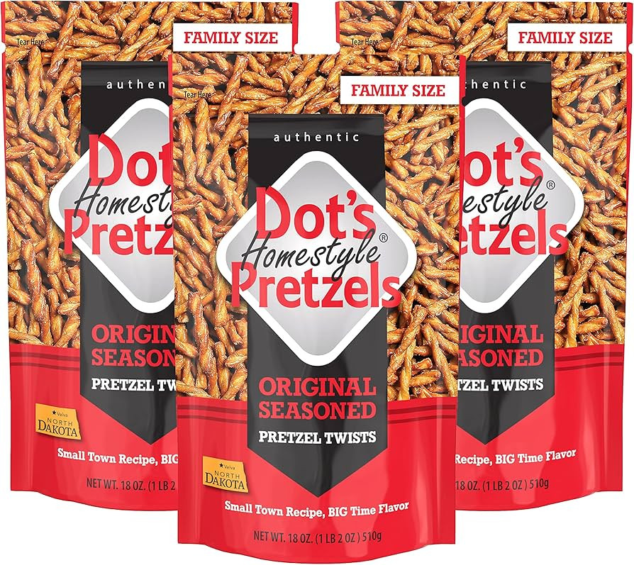Dot's Homestyle Pretzels 18 Ounce Family Size Original Seasoned Pretzel Twists (3 Pack) | Amazon (US)