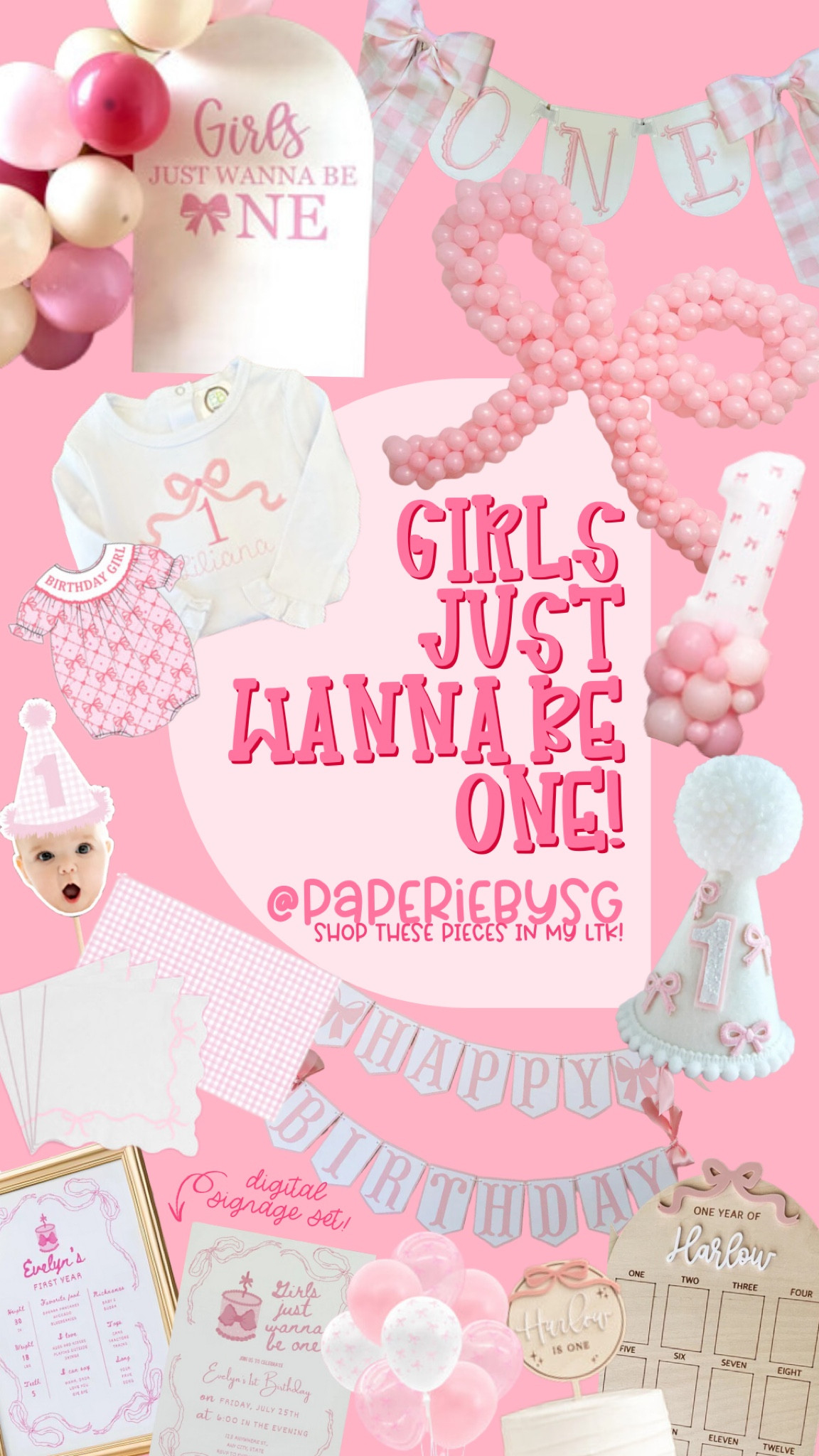 Girls First Birthday Party Theme: Girls Just Wanna Be One - Pink - Bows

#LTKParties #LTKKids #LTKFamily