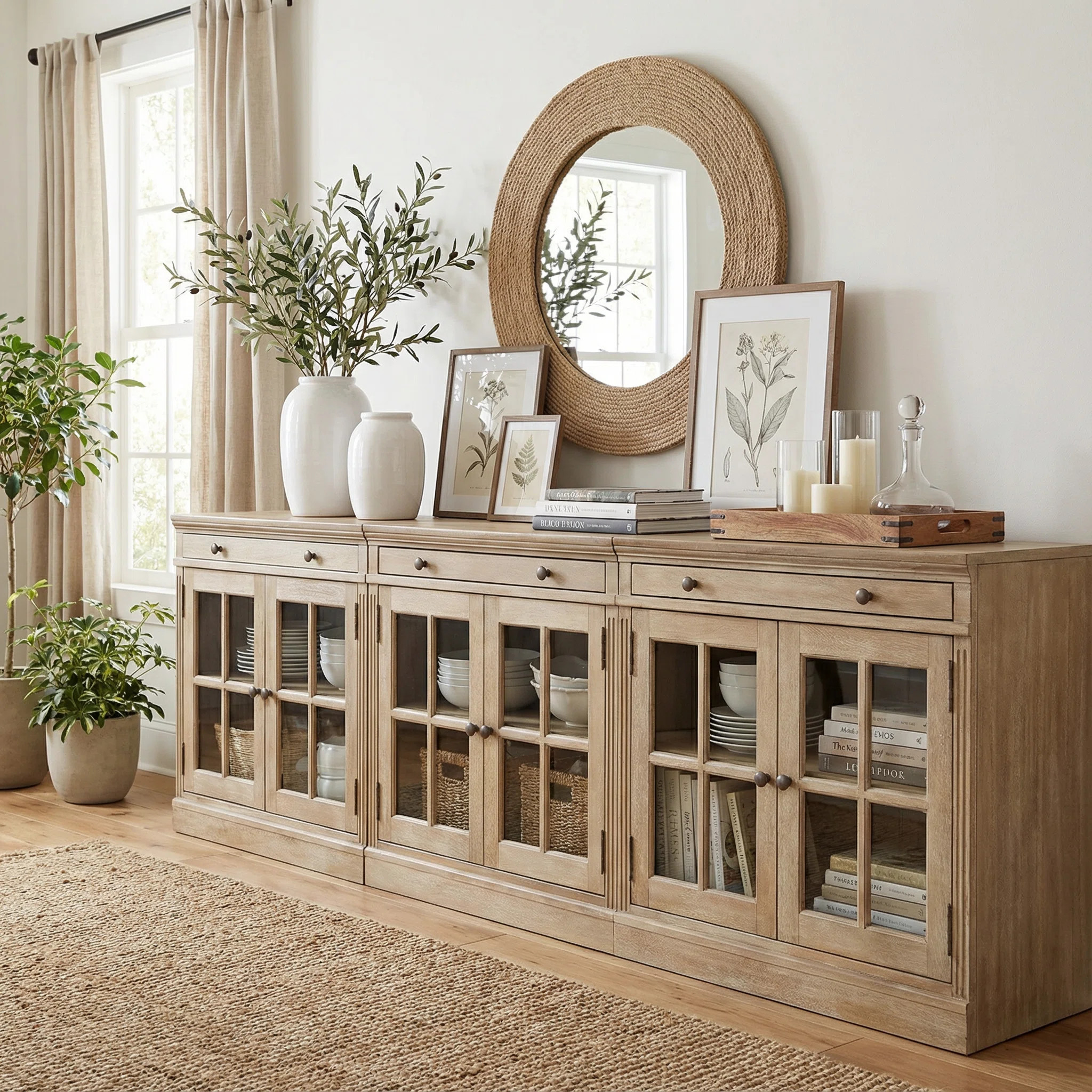 Solid Wood Sideboard Cabinet TV Console Honey Pine Wood | Wayfair North America