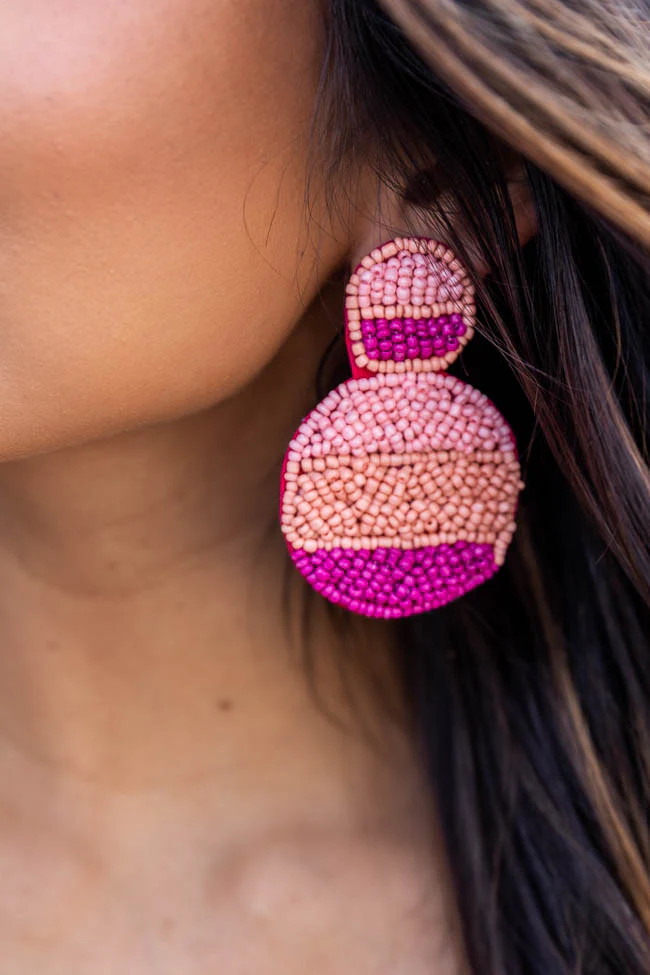 Fashionista Trend Pink Beaded Earrings FINAL SALE - Pink Lily | Pink Lily