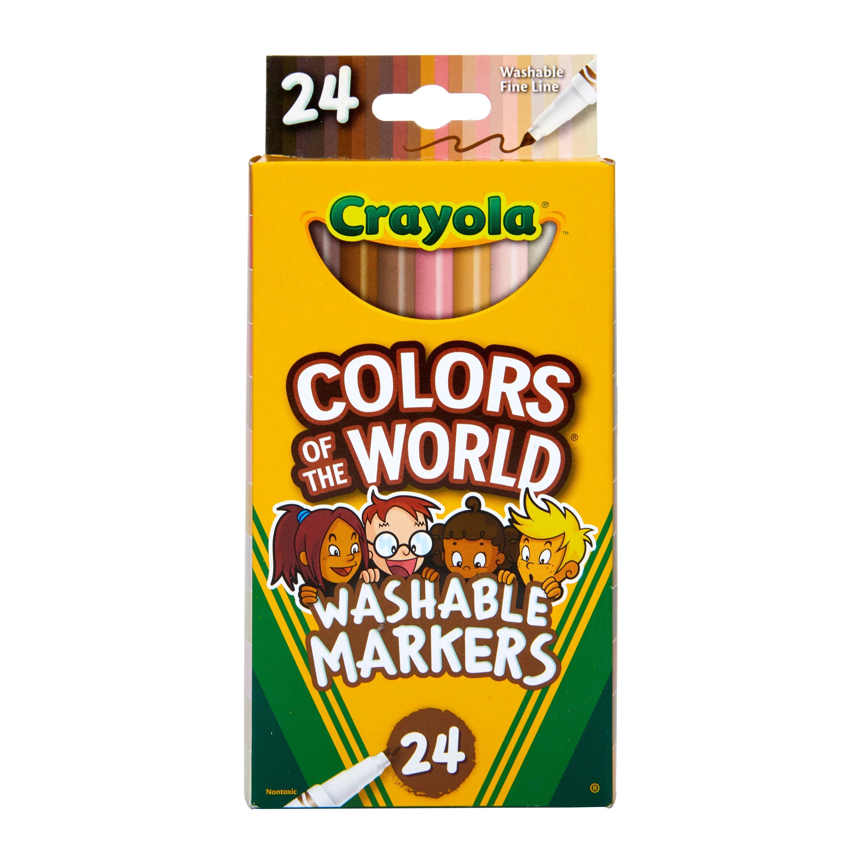 Crayola Colors of the World Markers 24 Count, Fine Line Washable Skin Tone Markers, School Suppli... | Walmart (US)