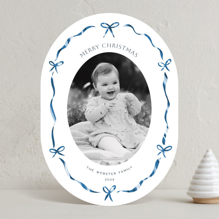 "Little Bows & Ribbon" - Customizable Holiday Photo Cards in Red by Paula Pecevich. | Minted